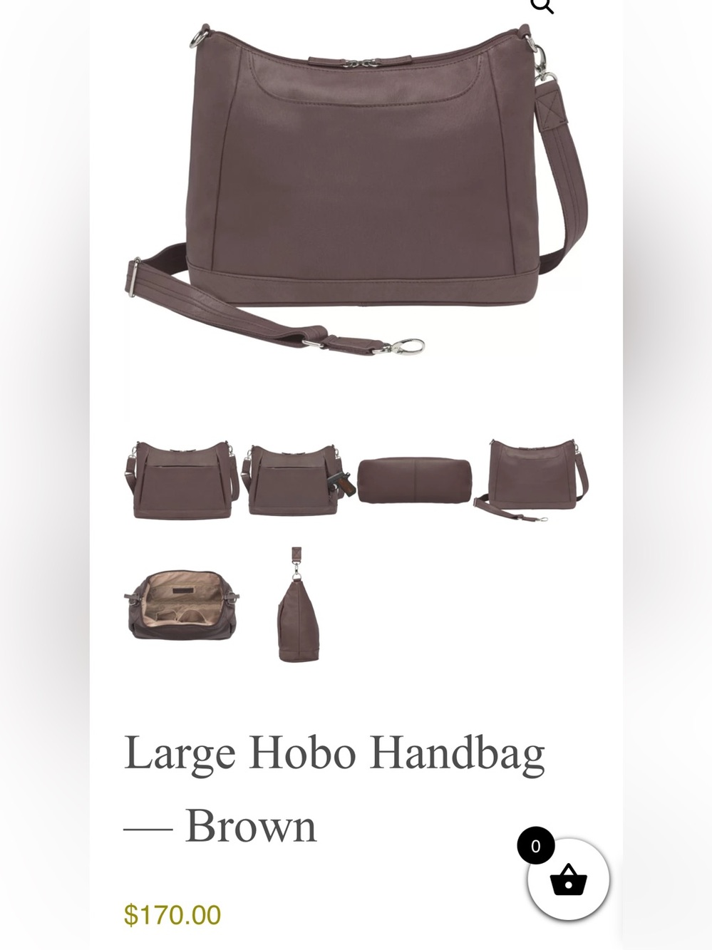 Taupe Leather hobo concealed carry shoulder purse